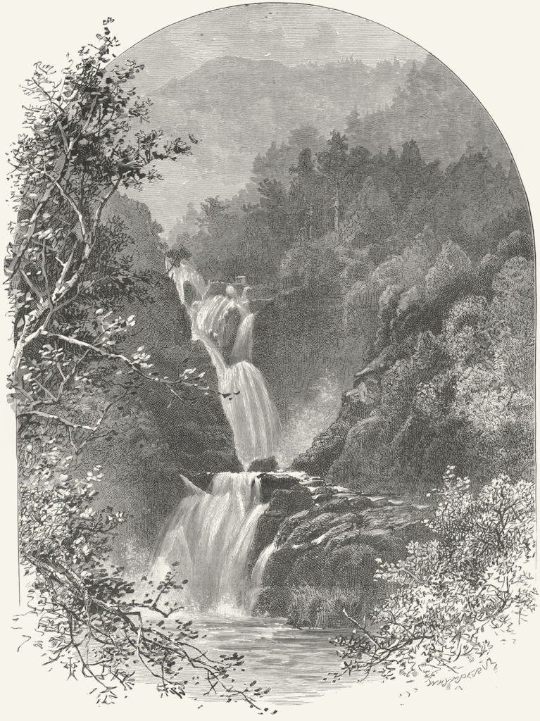 SWITZERLAND. Falls of Reichenbach 1891 old antique vintage print picture